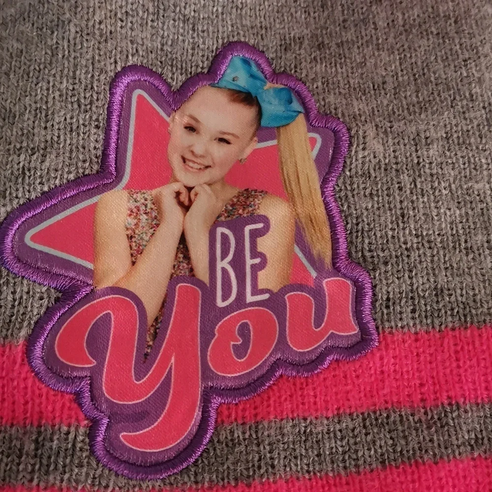 Jojo Siwa Fucsia and gray Beanie